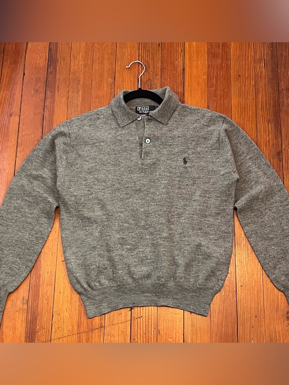 Polo Ralph Lauren Gray Long Sleeve Wool Polo Size Small